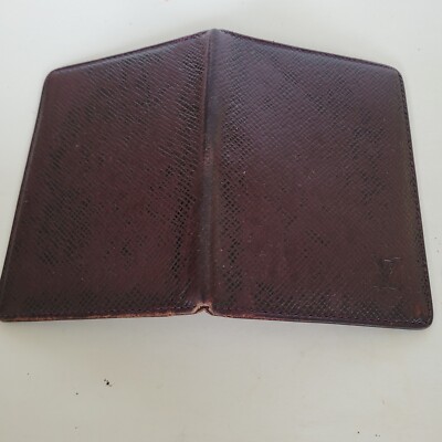 Louis Vuitton LV Taiga Vintage Card 2 ID Windows Wallet Brown