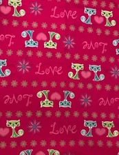 "Love" Pink Cat Fabric - JoAnn Fabrics