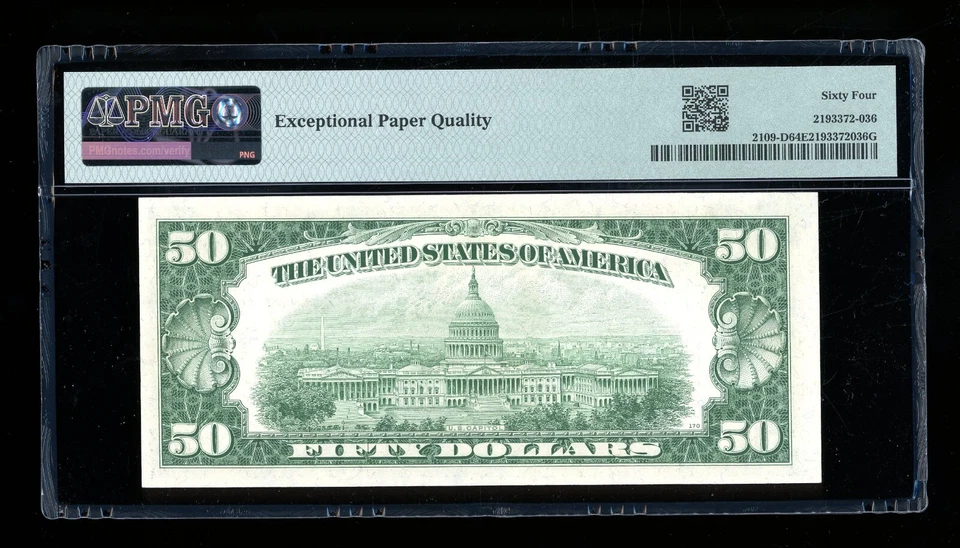 DBR 1950-B $50 FRN Cleveland Fr. 2109-D PMG 64 EPQ Serial D09475497A - Image 2 of 2