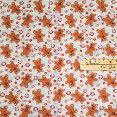 Kitten Christmas Gingerbread Cookie Cats Digital Fabric by the 1/2 Yard #5639 - Image 1 of 3