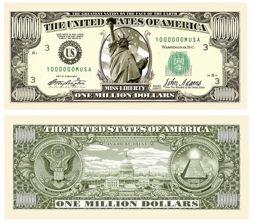 5 Pack Million Dollar Bills -The Original Best Traditional Million Dollar Bill