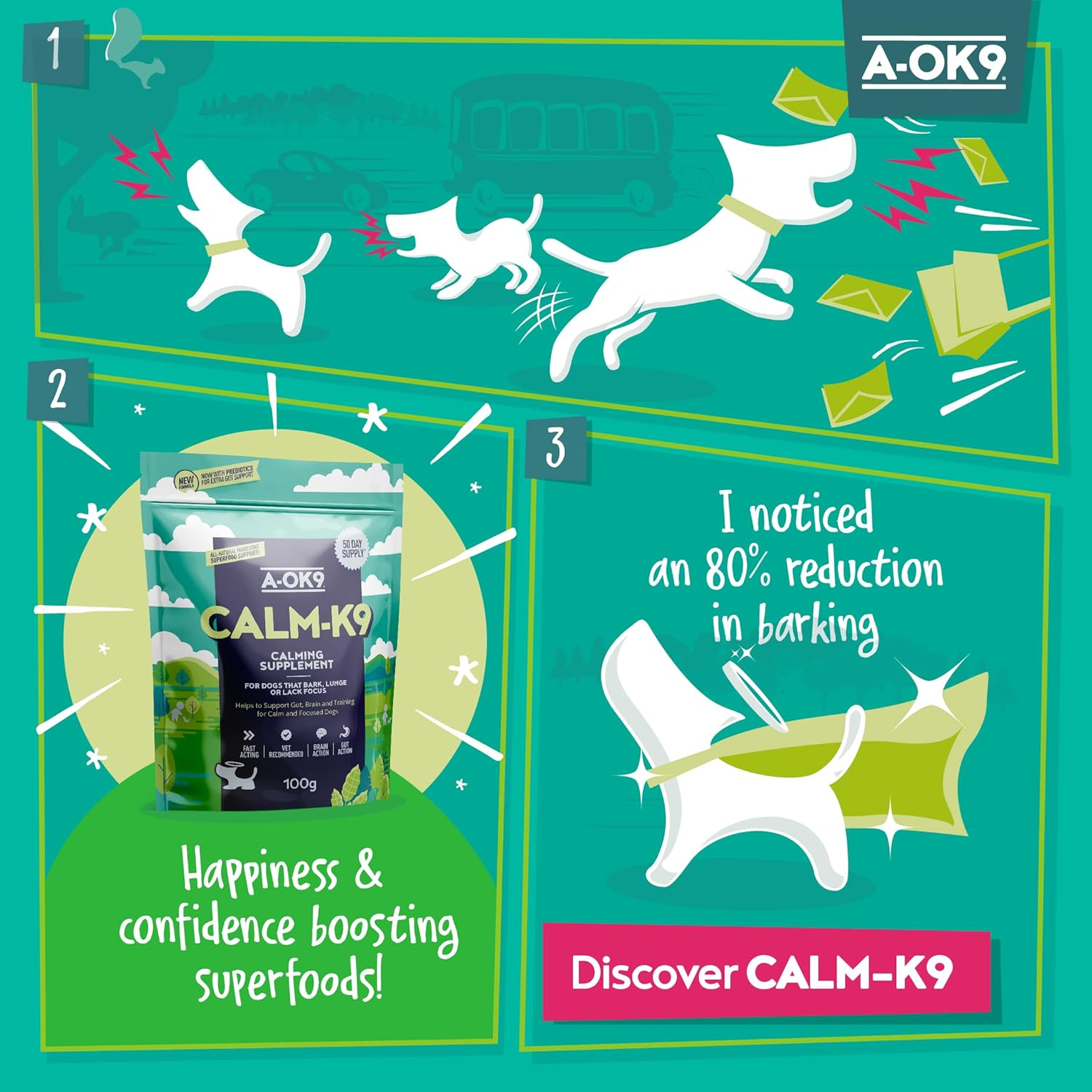 CalmK9 Calming Supplement for Dogs Helps with Anxiety Relief