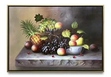 NY Art- Still-Life Fruits Original Oil Painting on Canvas 24x36 Framed