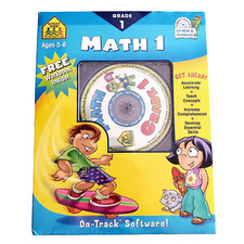 School Zone Math 1 Grade 1 CD-ROM Software  Workbook Ages 5-6 New Homeschool