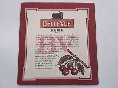 Beer Bierdeckel Coaster ~ BELLE-VUE Kriek ~ Sint-Pieters-Leeuw, BELGIUM Brewery
