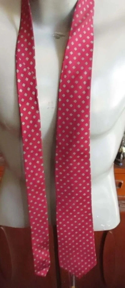 Corbata de seda roja vintage Anthony Foxx con patrón cuadrado Foto 2 de 4