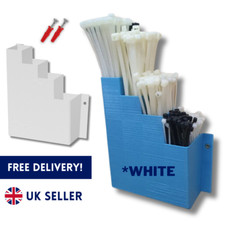 White Cable Tie Holder Zip Tie Storage Rack Wall Mount Organiser Container UK