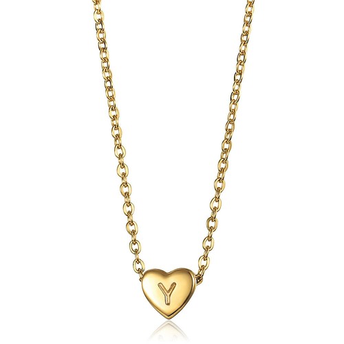 Dainty Gold Plated Heart Initial Letter Pendant Necklace for Girls Kids Jewelry - Picture 36 of 37