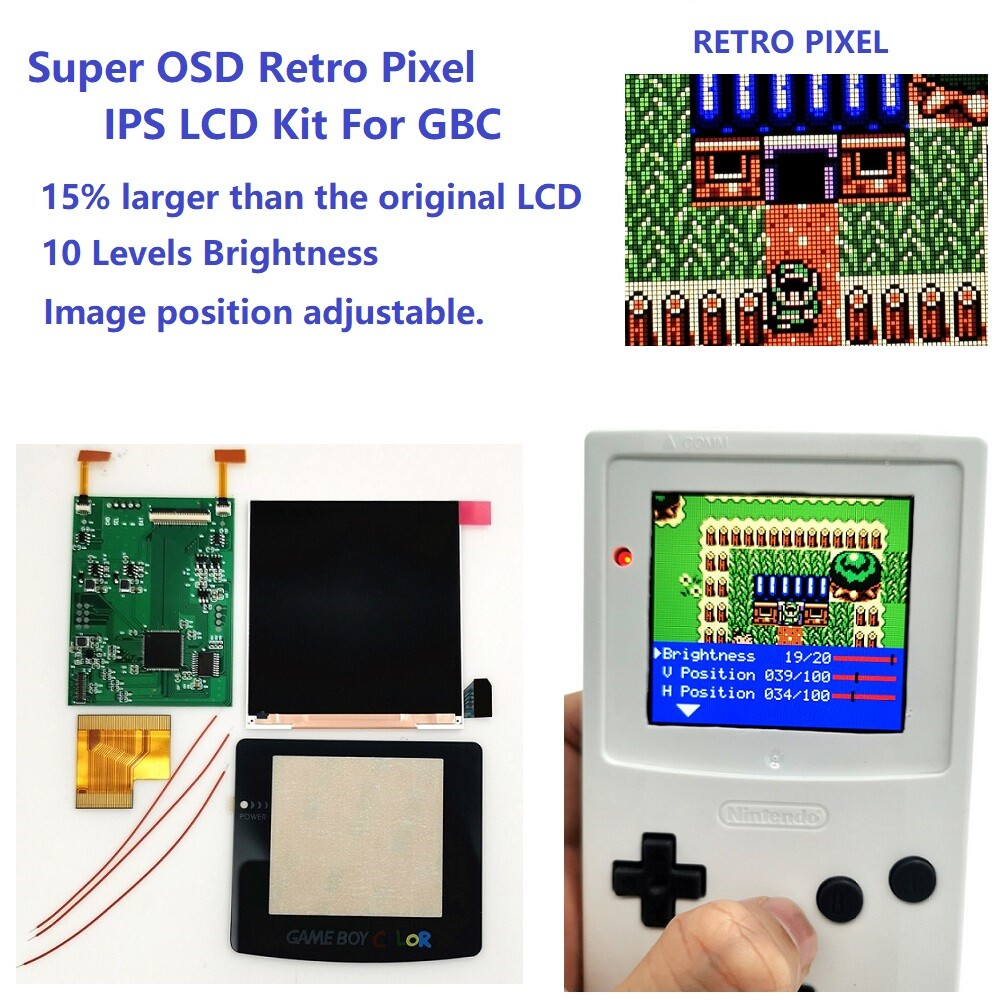 Super OSD GBC Version RIPS LCD High Brightness iPS Backlight Kit For  GameBoy GBC