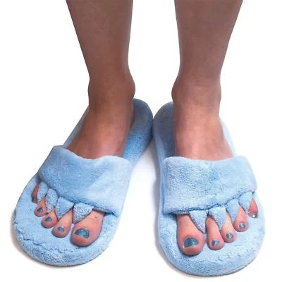 BURWELLS Toe Slippers Soft Fluffy Memory Foam Insoles Stretchy Fabric Non Slip One Size
