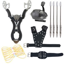 Fishing Slingshot Kit Bow Fishing Reel Catapult Hunting Shoot Broadheads Guard