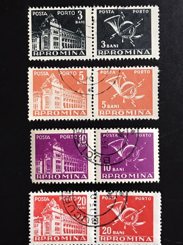 8 1957 ROMANIA POSTAGE DUE STAMPS USED HINGED LOT GREAT COLLCTION VINTAGE