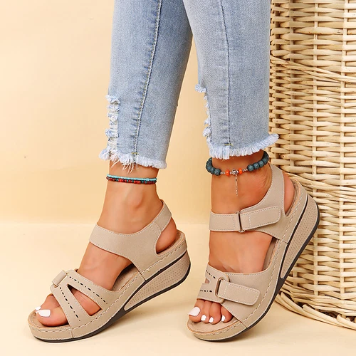 Damen-Sandalen Sommer orthopädische Keilabsatz Wandern Fersenriemen flach Freizeitschuhe Größe - Bild 10 von 21