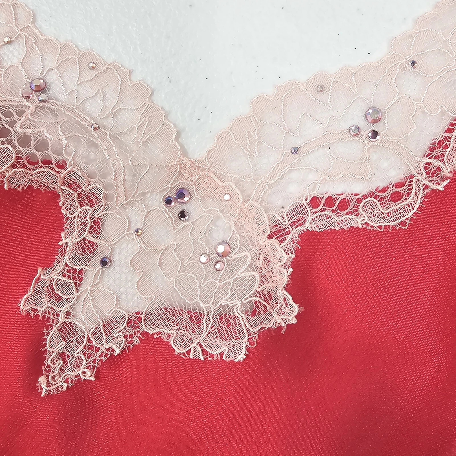 UNDERCOVER Camicia slip abito Victorias Secret medio rosso babydoll raso pizzo civettuola Y2K