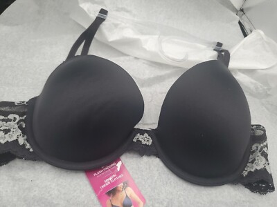 Maidenform Push Up Bra Plush Padding Smooth 34C Black Style 09428 NEW WITH TAGS
