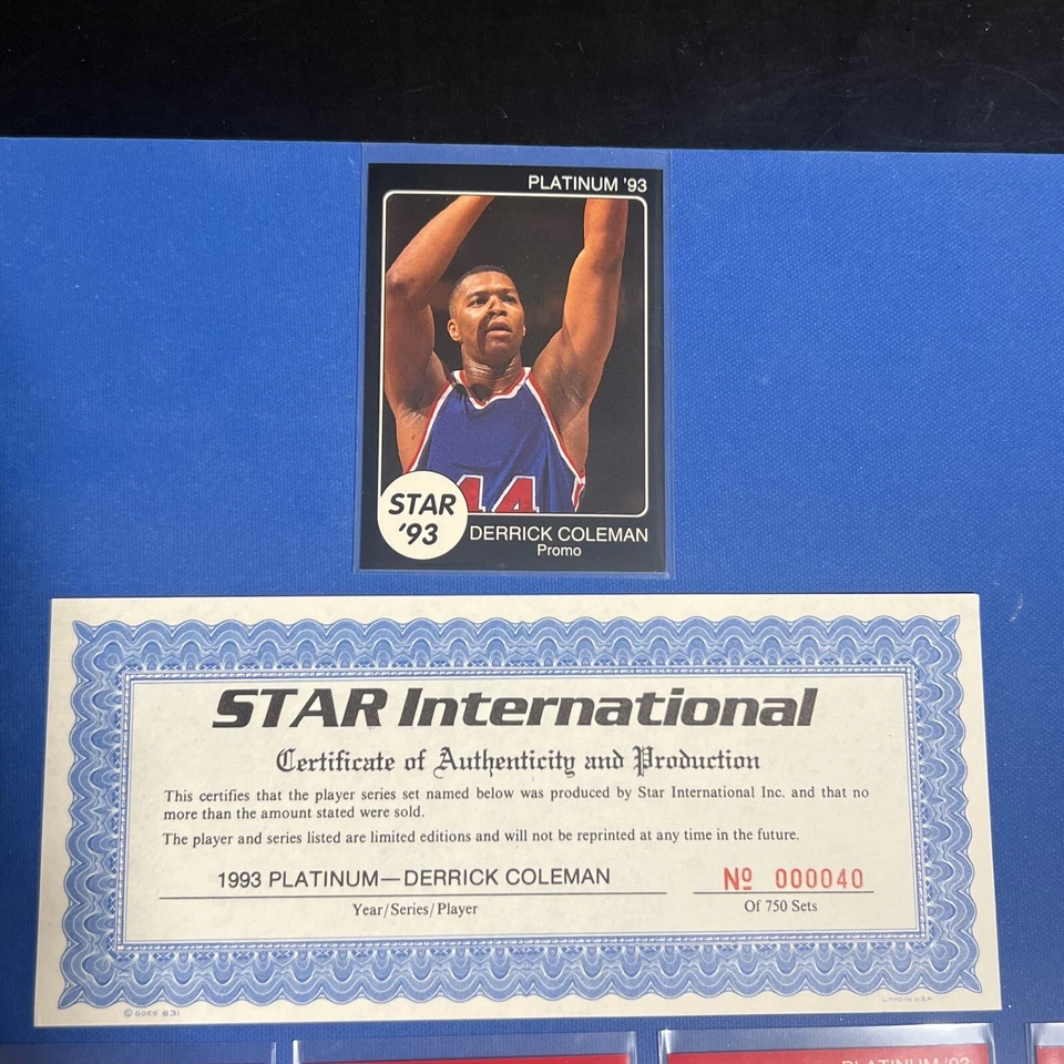 Star Co Platinum Derrick Coleman 1993 solo 150 juegos con promoción/certificado💥ebay Pop 1 Foto 2 de 4