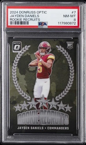 2024 PANINI DONRUSS OPTIC RC RECRUITS #7 JAYDEN DANIELS ROOKIE RC PSA 8