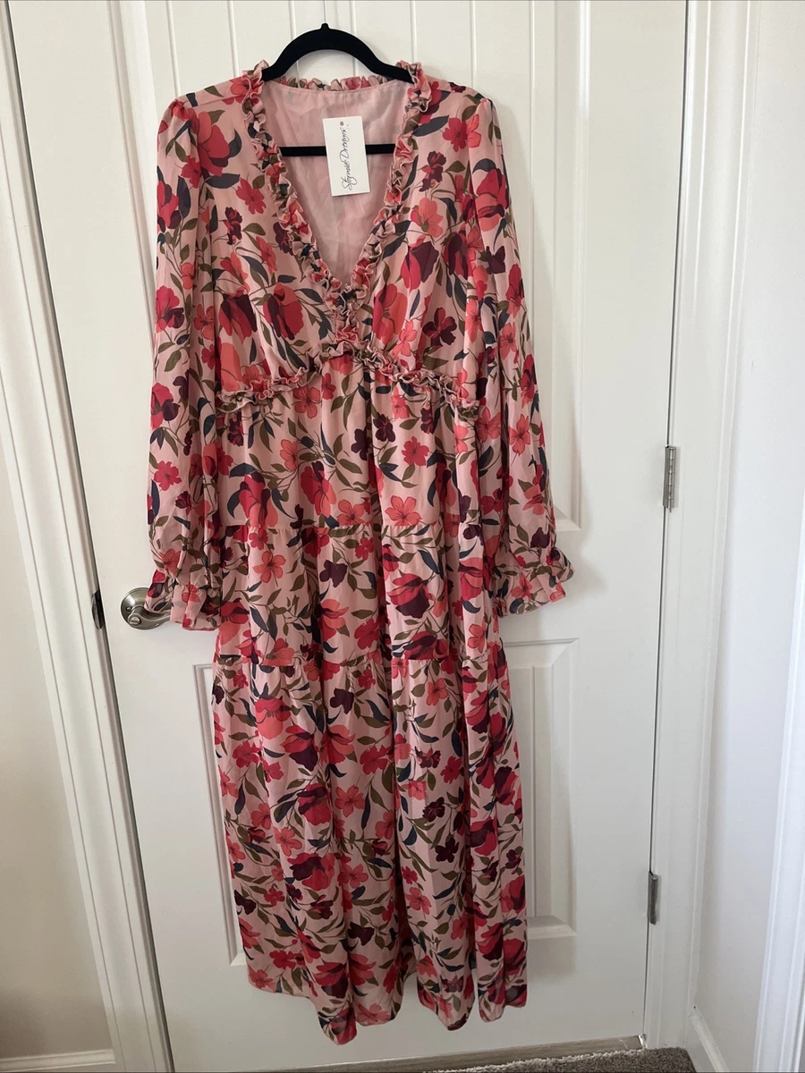sachin and babi light blue dress Goldie Cream Floral Print Chiffon Long-Sleeve Wrap Mini Dress – Club L  London main image 0
