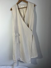 Linea Wrap Around Dress fully lined 55% linen In an Ivory White Colour Size 12
