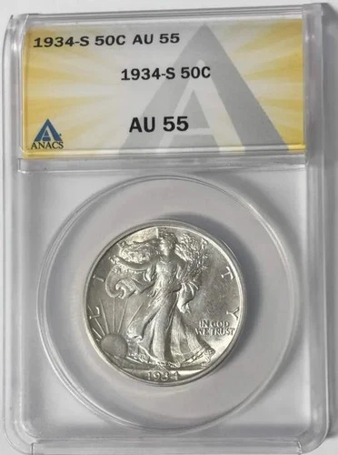 1934-S Walking Liberty Half Dollar AU55