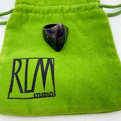 Vtg RLM Studio Sterling Ring Modernist Geometric Size 7 Blackened Patina