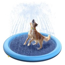 51In Blue Dog Splash Pad Sprinkler For Large Dogs Pvc Water Play Mat