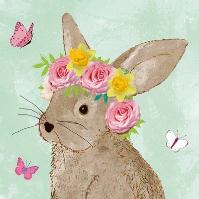 20 Servietten Easter Beauty green Hase Rosenschmuck Ostern Kränzchen 33x33cm
