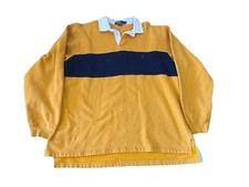 Vintage Polo Ralph Lauren Rugby Two Toned Yellow Blue Collared Crewneck Size XL