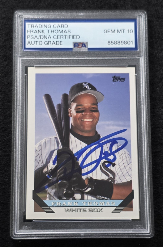 1993 FRANK THOMAS Signed Topps Baseball Card-HOF-WHITE SOX-PSA 10 Auto
