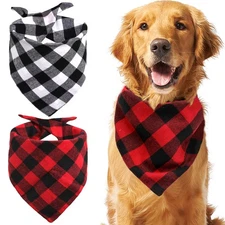 2 Pack Dog Bandana Christmas Pet Triangle Classic Plaid Scarves Thanksgiving ...