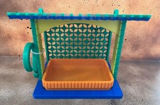 3D Printed hanging bird feeder for outdoors with hook and removable food tray.