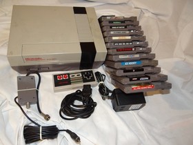 Nintendo NES Bundle Complete w/ 12 Games 2 Controllers Power & AV New 72 Pin