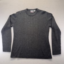 Aeropostale Slim Fit Rib Knit Sweater Gray Crew Neck Mens Medium Cotton Blend