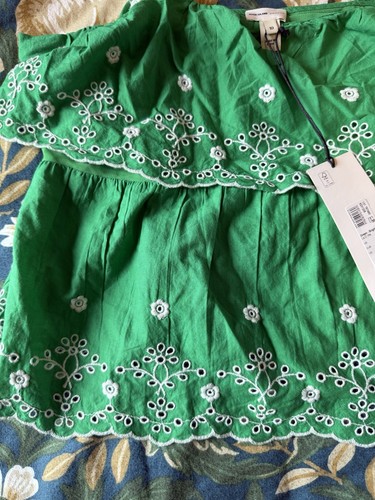 River Island BNWT Green & White Embroidered Blouse Size 10 - Picture 5 of 6