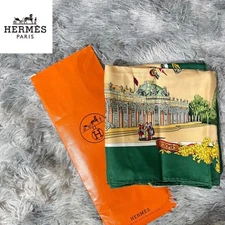 HERMES Silk Scarf Large Pattern 89x88 cm Designer Brand Authentic Item