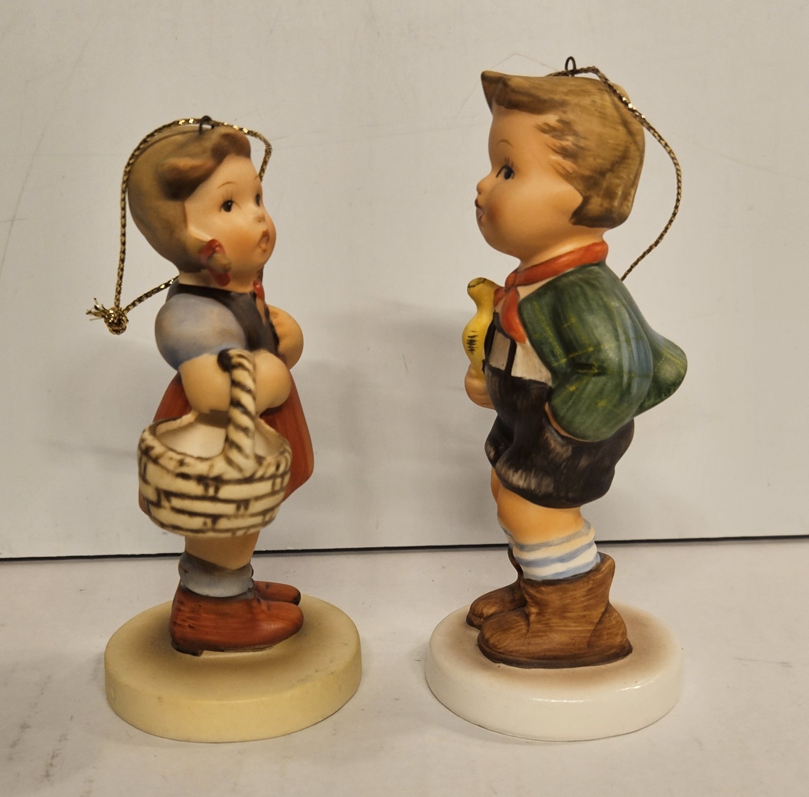 Set OF 2 Schmid Reproduction Ornaments Designed by Berta Hummel 1985 Girl Boy