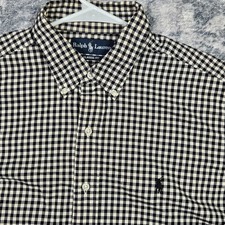 Polo Ralph Lauren Button Down Shirt Mens Size Large Classic Fit Gingham Casual