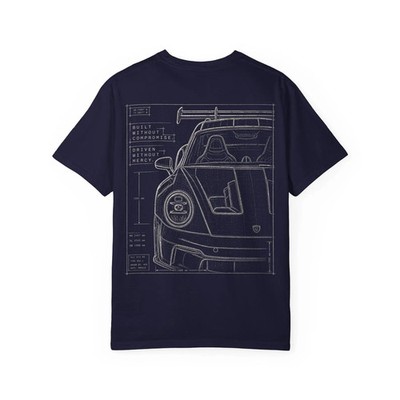 Porsche GT3 RS Engineering Sketch Tee | T-shirt 911 Blueprint Line Art | Porsche