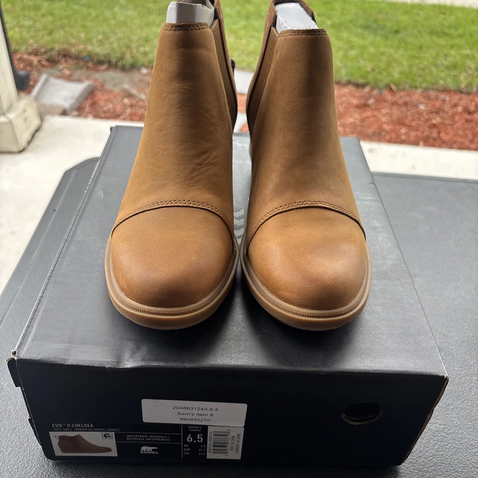 Botines de cuña SOREL Evie II Chelsea para mujer Pull On Taffy, goma talla 6,5 Foto 2 de 4