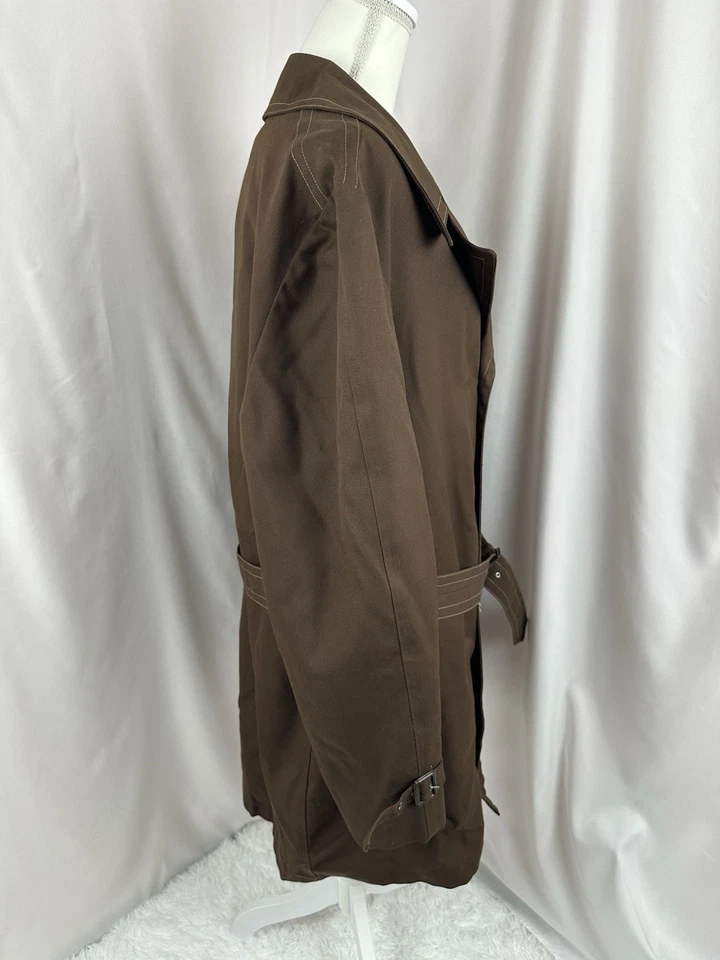 Vintage London Fog Trench Coat 44L Brown Belted Double Breasted USA Made - Image 4 of 4
