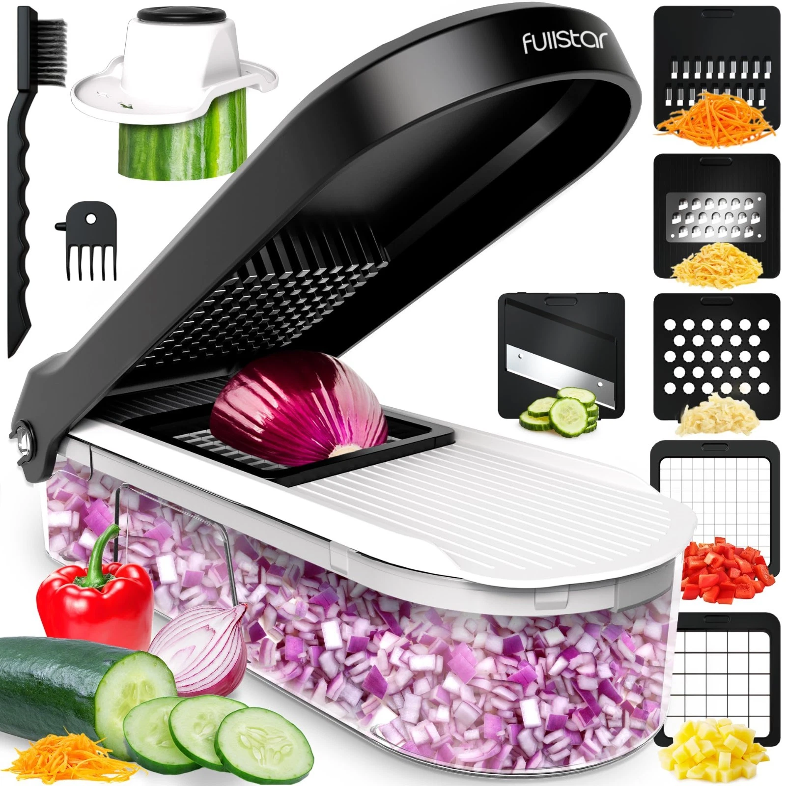 Fullstar 6-in-1 Vegetable Chopper Mandoline Slicer Dicer Grater White