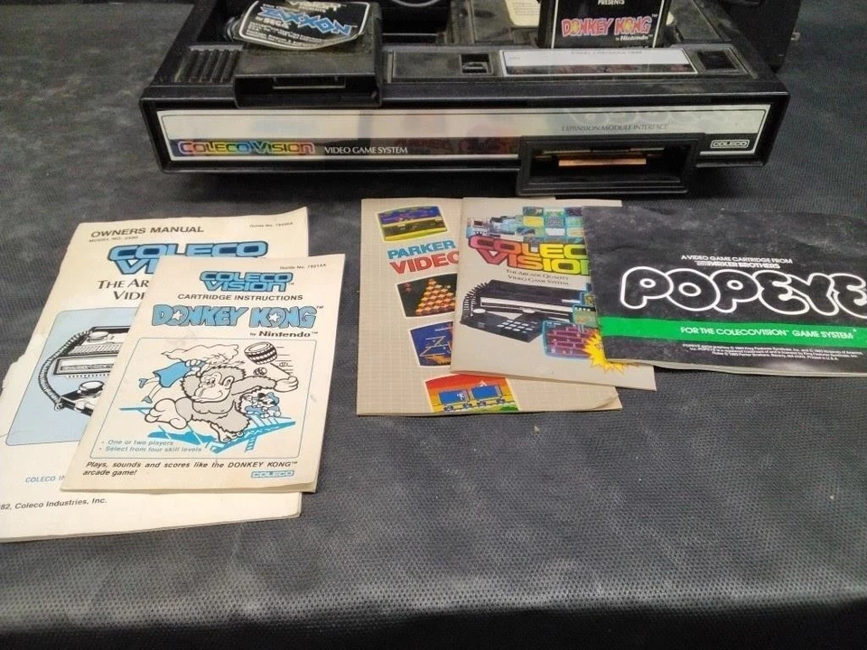 Sistema de videojuegos ColecoVision con manuales y cables Donkey Kong Zaxxon Popeye Foto 3 de 3