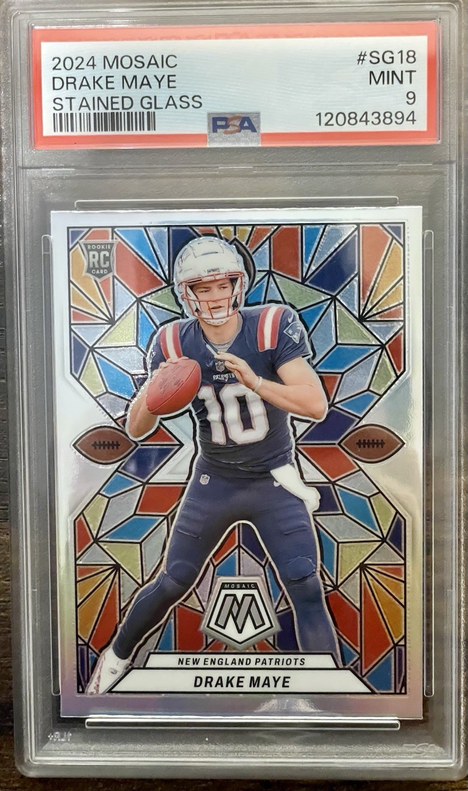 2024 Mosaic Drake Maye Stained Glass RC CASE HIT PSA 9