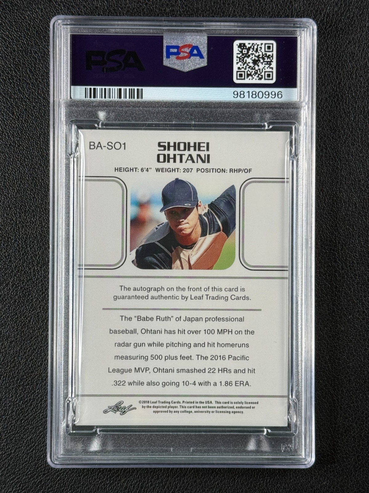 SHOHEI OHTANI PSA 10 2018 LEAF ULTIMATE DRAFT '90 RETRO ROOKIE AUTO GOLD RC 1/25 view 4
