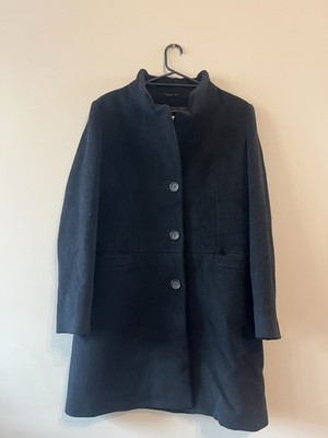 Cinzia Rocca Icons Black Coat Pure Virgin Wool Overcoat Women Size UK 12 US 10