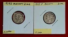 2 Coins - Mercury Dimes 1939D & 1943P - 90% Silver                         #5675