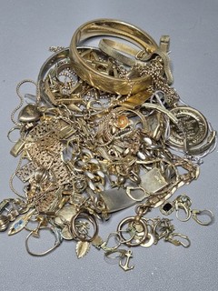 JOB LOT BROKEN ROLLED GOLD GOLD FILLED & GOLD PLATED JEWELLERY 360.6g