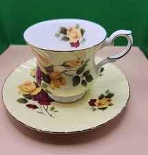 Vintage Elizabethan Fine Bone China England Tea Cup and Saucer Floral, Rose