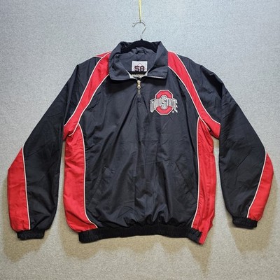 58 Sports Windbreaker Unisex Sz M Ohio State Buckeyes 1/4 Zip Pullover Lined VTG