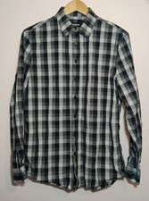 Express Men 1MX Extra Slim Fit Button Down Long Sleeve Shirt M Black Green Plaid